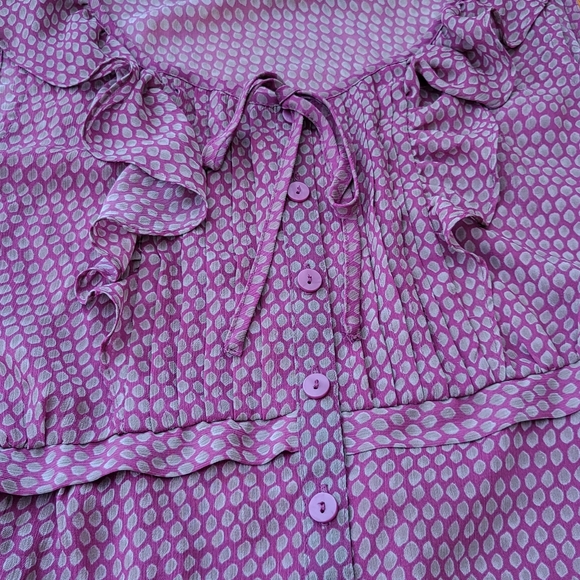 Apostrophe Semi Sheer Patterned Ruffle Blouse - Picture 6 of 7